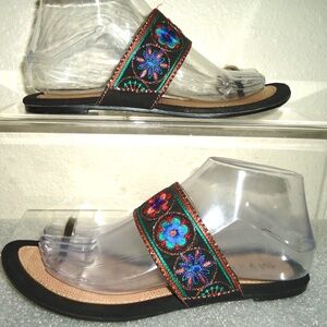 STYLO 13665 Women's Thong Embroidery Flat Sandals Size-8/38 #J